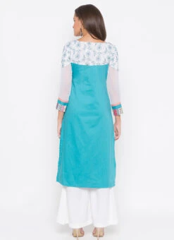 Blue Cotton Palazzo Set Party Wear -C Bazaar Shop blue cotton palazzo set krsmnkc2001 b