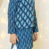 Blue Cotton Printed Bandi Set Party Wear