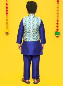 Blue Cotton Silk Bandi Set Party Wear -C Bazaar Shop blue cotton silk bandi set kdbfnfcb052 b