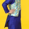 Blue Cotton Silk Bandi Set Party Wear
