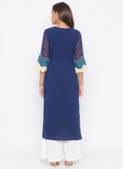 Blue Crepe Palazzo Set Party Wear -C Bazaar Shop blue crepe palazzo set krsmnkc2028 b