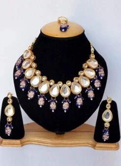 Blue Designer Necklace Set Party Wear -C Bazaar Shop blue designer necklace set jymmnikm1097 b