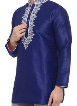 Blue Dupion Silk Kurta