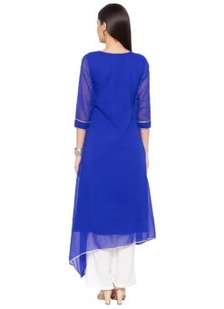 Blue Embroidered Kurta Palazzo Set After Six Wear -C Bazaar Shop blue embroidered kurta palazzo set krsmnc1971 b