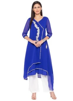 Blue Embroidered Kurta Palazzo Set After Six Wear -C Bazaar Shop blue embroidered kurta palazzo set krsmnc1971 u