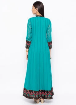 Blue Georgette Embroidered Kurta Churidar Set After Six Wear -C Bazaar Shop blue georgette embroidered kurta churidar set krsmnc2051ks b