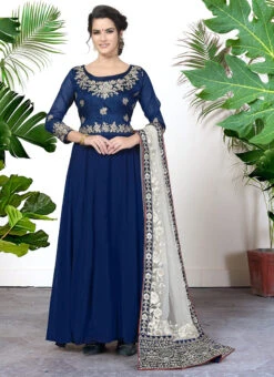 Blue Georgette Embroidery Anarkali Suit Party Wear 6 Blue Georgette Embroidery Anarkali Suit Party Wear -C Bazaar Shop blue georgette embroidery anarkali suit slsdi1707b u
