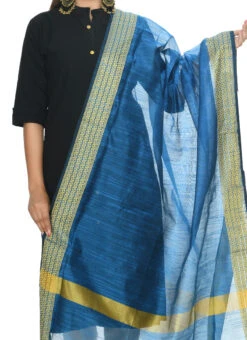 Blue Handloom Cotton Dupatta Festive Wear
