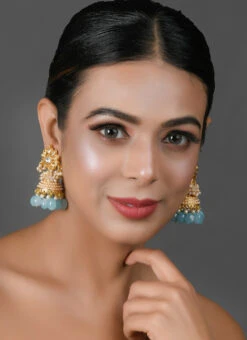 Blue Jhumka Earrings Party Wear -C Bazaar Shop blue jhumka earrings erdfemnw020 b