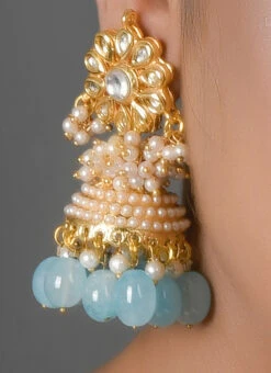 Blue Jhumka Earrings Party Wear