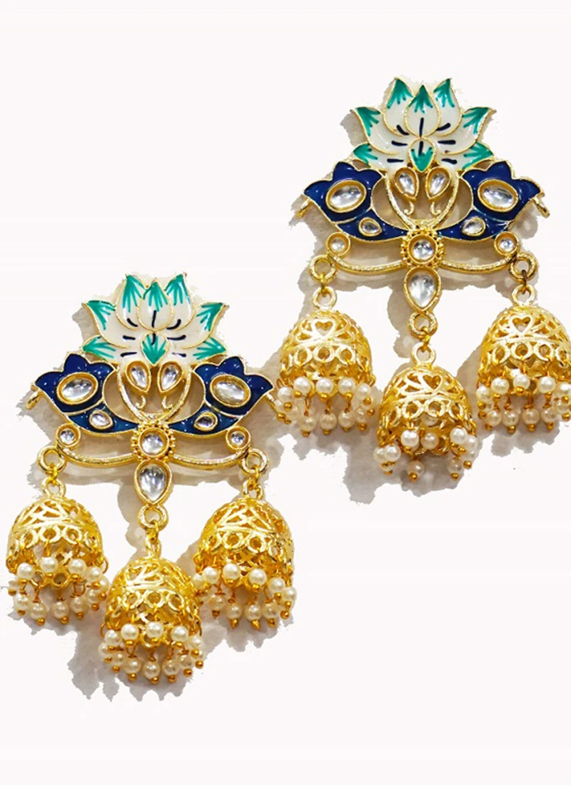Blue Meenakari Dangler Party Wear 1 Blue Meenakari Dangler Party Wear