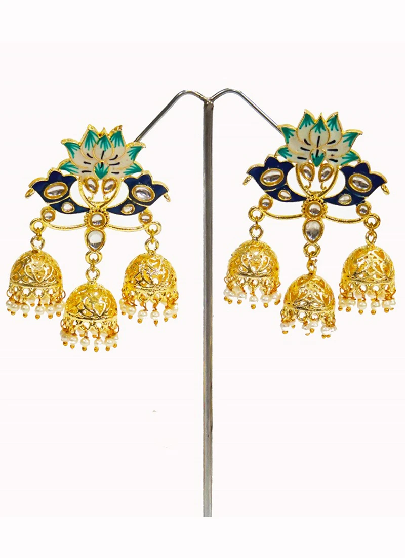 Blue Meenakari Dangler Party Wear 2 Blue Meenakari Dangler Party Wear - Image 2