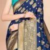 Blue Art Silk Half N Half Saree Festive Wear