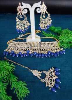 Blue Necklace Set Party Wear 5 Blue Necklace Set Party Wear -C Bazaar Shop blue necklace set jynsmkns13900j b