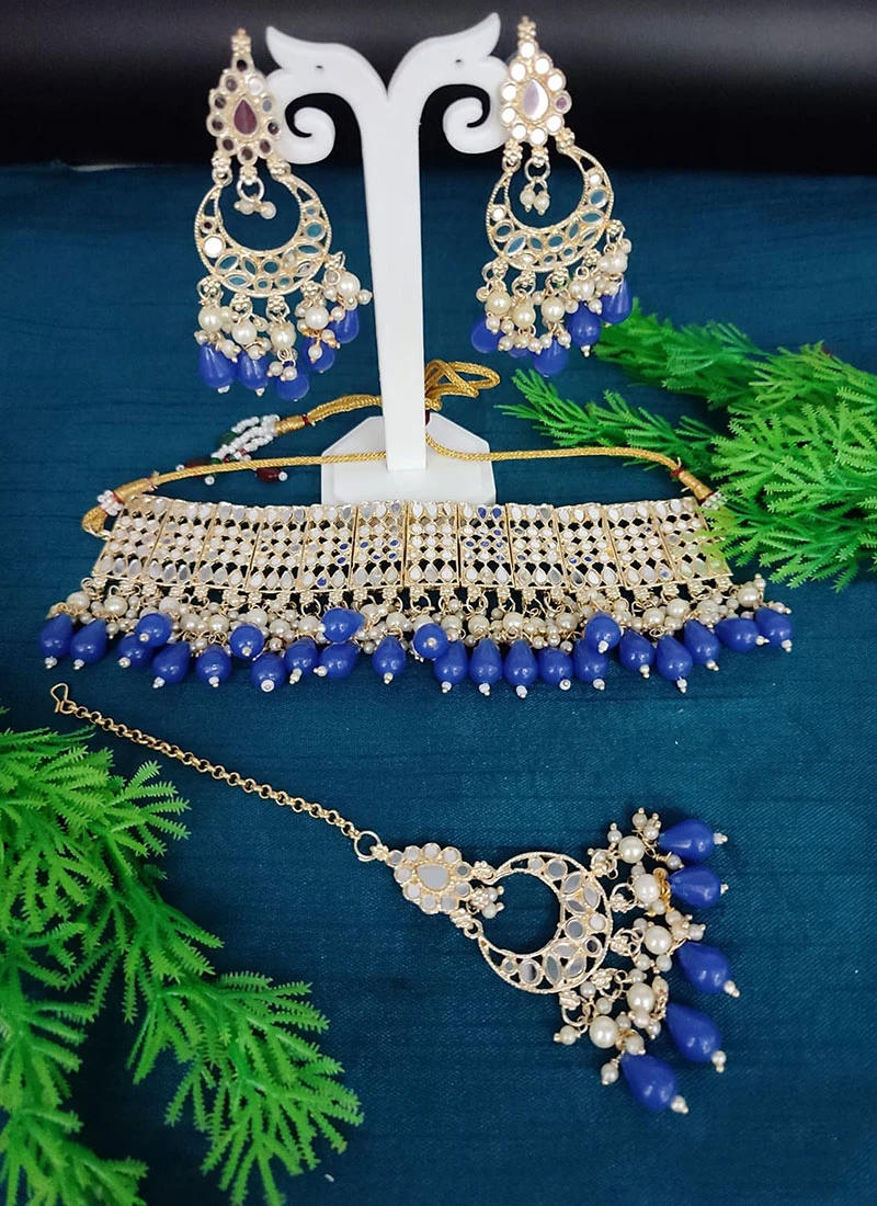 Blue Necklace Set Party Wear 3 Blue Necklace Set Party Wear - Image 3