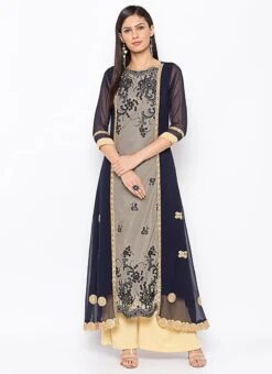 Blue Net Kurta Palazzo Set Party Wear -C Bazaar Shop blue net kurta palazzo set krsmnkc2045 u