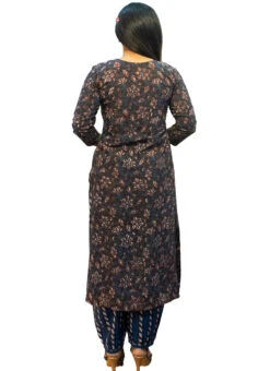 Blue Printed Cotton Kurta Set Festive Wear -C Bazaar Shop blue printed cotton kurta set krsoas1229 b