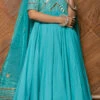Blue Pure Cotton Gota Patti Work Anarkali Suit Party Wear