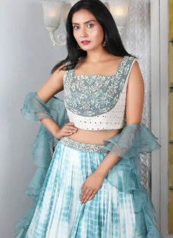 Blue Pure Silk A Line Lehenga Party Wear -C Bazaar Shop blue pure silk a line lehenga ghksg4084 b