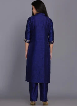 Blue Raw Silk Kurta Straight Pant Party Wear 7 Blue Raw Silk Kurta Straight Pant Party Wear -C Bazaar Shop blue raw silk kurta straight pant krskifh9900105 b