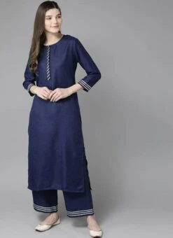 Blue Rayon Kurta Palazzo Set Party Wear -C Bazaar Shop blue rayon kurta palazzo set krsdmf7153g u