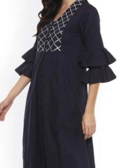 Blue Rayon Kurta Palazzo Set Work Wear