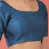 Blue Silk Solid Stitched Readymade Blouse Party Wear
