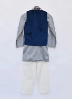 Blue Velvet Printed Work Bandi Set Party Wear -C Bazaar Shop blue velvet printed work bandi set kdbdfk1817 b