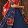 Blue Viscose Printed Kutch Work Chaniya Choli Festive Wear
