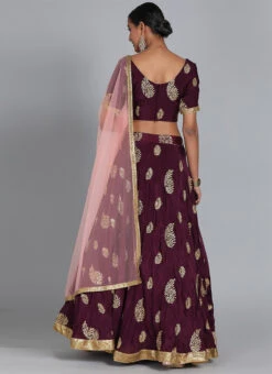 Ethnovog Purple Lehenga Set Wedding Wear -C Bazaar Shop bollywood vogue custom made purple lehenga set GHBV01903901 b