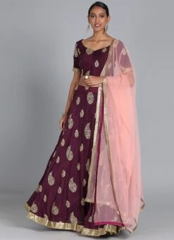 Ethnovog Purple Lehenga Set Wedding Wear -C Bazaar Shop bollywood vogue custom made purple lehenga set GHBV01903901 u