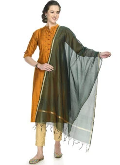 Bottle Green Art Silk Banarasi Dupatta After Six Wear -C Bazaar Shop bottle green art silk banarasi dupatta dpsdmfd204 u