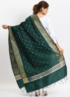 Bottle Green Banarasi Silk Weaving Work Dupatta Work Wear -C Bazaar Shop bottle green banarasi silk weaving work dupatta dpdmimfd182 b