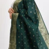 Bottle Green Banarasi Silk Weaving Work Dupatta Work Wear