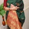 Bottle Green Color Soft Patola Silk Zari Weaving Work Saree Party Wear