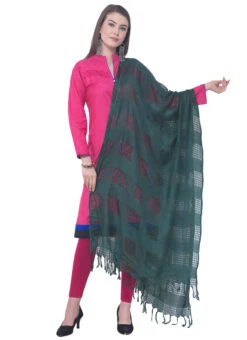 Bottle Green Cotton Weaving Work Dupatta Work Wear -C Bazaar Shop bottle green cotton weaving work dupatta dpdmimfd094 u