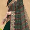 Bottle Green Georgette Zari Embroidery Work Saree Party Wear