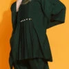 Bottle Green Polyester Hand Work Kaftan Set Party Wear