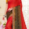 Brasso Printed Red Color Saree Festive Wear