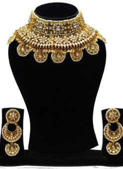 Bridal Gold Plated Chand Choker Set Party Wear -C Bazaar Shop bridal gold plated chand choker set jyddrj104611h b