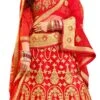 Bright Red Embroidered A Line Lehenga Wedding Wear