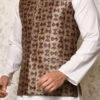 Brown Art Silk Printed Nehru Jacket