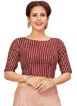 Brown Blended Cotton Blouse After Six Wear -C Bazaar Shop brown blended cotton blouse blmff1831br u