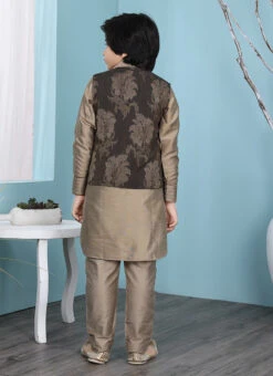 Brown Cotton Silk Jacquard Bandi Set -C Bazaar Shop brown cotton silk jacquard bandi set kbdmncjkp032 b