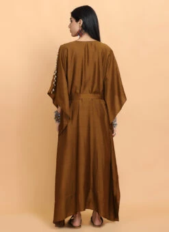 Brown Handpainted Kaftan Set Party Wear 7 Brown Handpainted Kaftan Set Party Wear -C Bazaar Shop brown handpainted kaftan set kfdasct174 b