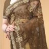 Brown Net Embroidered Saree Festive Wear