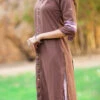 Brown Pure Cotton Kurta Semi Palazzo Set After Six Wear