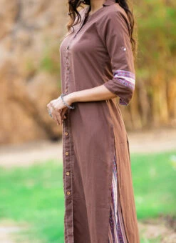 Brown Pure Cotton Kurta Semi Palazzo Set After Six Wear