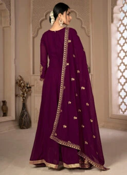Centre Slit Purple Georgette Embroidery Anarkali Suit Party Wear -C Bazaar Shop centre slit purple georgette embroidery anarkali suit slsdipr10 b