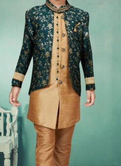 Chikoo Art Silk Indowestern Sherwani Party Wear